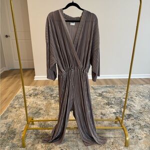 ASOS (Another Reason) Plisse Dark Beige Jumpsuit; Size US 18